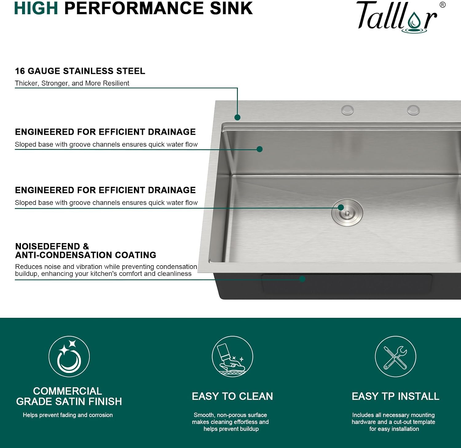 30 Drop In Kitchen Sink Workstation - 30x22 Kitchen Sinks Drop In Stainless Steel 16 Gauge Single Bowl Topmount Handmade Over Counter Sink Basin #TLT-0046