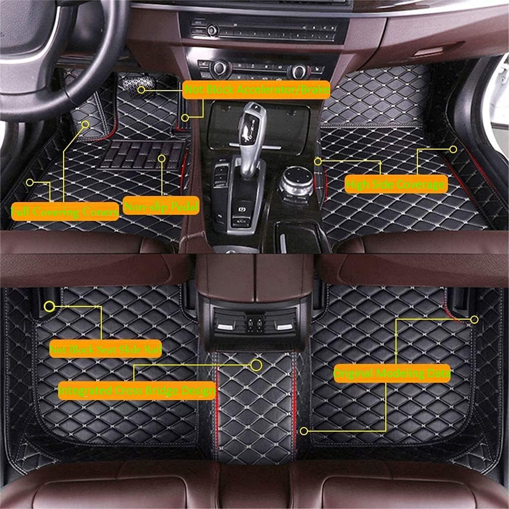 Car Floor Mats for Tesla - Model S 2014-2018 Full Coverage Foot Pad All Weather Anti-Slip Waterproof Dustproof Custom Luxury Interior Protection Auto Carpet QUUFAA (Beige,Model S 2015 Year)