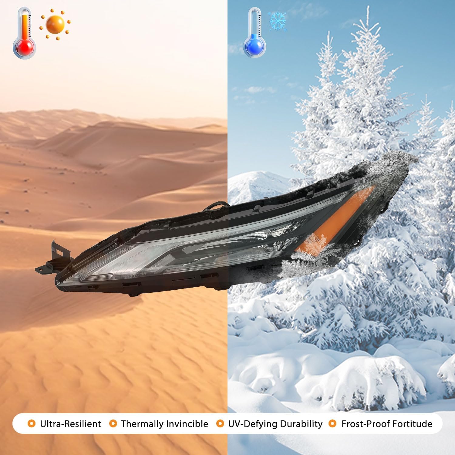 For 2021-2023 Nissan Rogue Halogen Turn Signal Light w/LED DRL w/Halogen Indicator Light Driver and Passenger Side Replacement NI2562102 NI2563102
