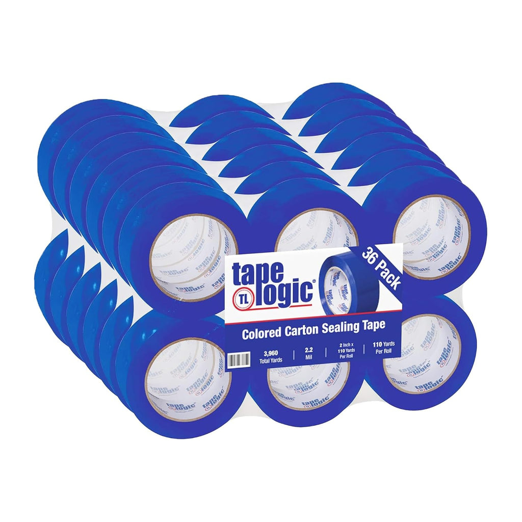 Tape Logic 2' x 110 yds Packing Tape 2.2 Mil, Blue (36-Pack) Heavy Duty Packing Tape Rolls for Sealing Boxes at Home, Warehouse, & Office, Supplies for Packaging, Shipping, Moving