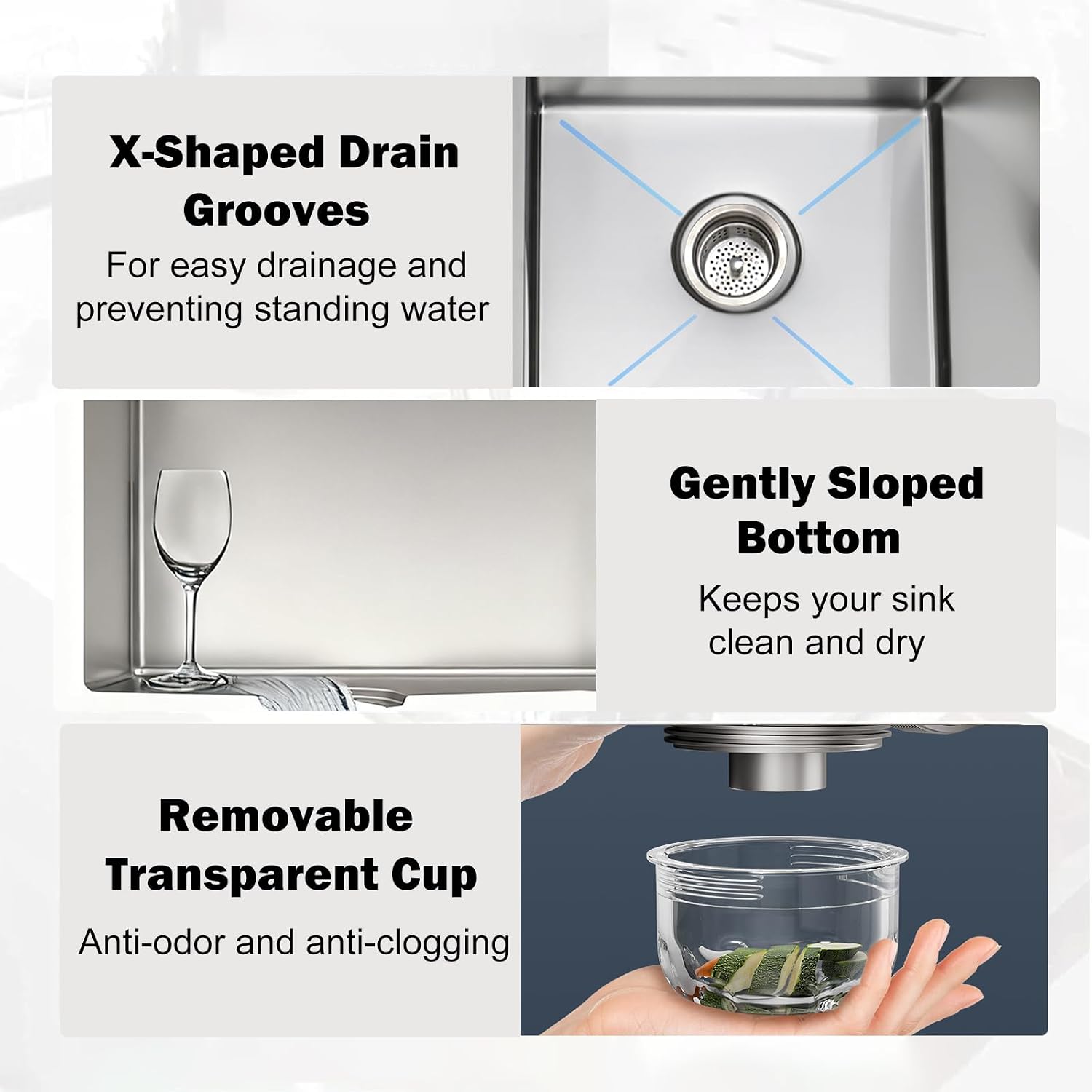 SANYCASA 33 Inch Double Bowl Kitchen Sinks with Quick Drain Slope - 11 Gauge (3mm) 304 Stainless Steel Undermount Kitchen Sink with Accessories