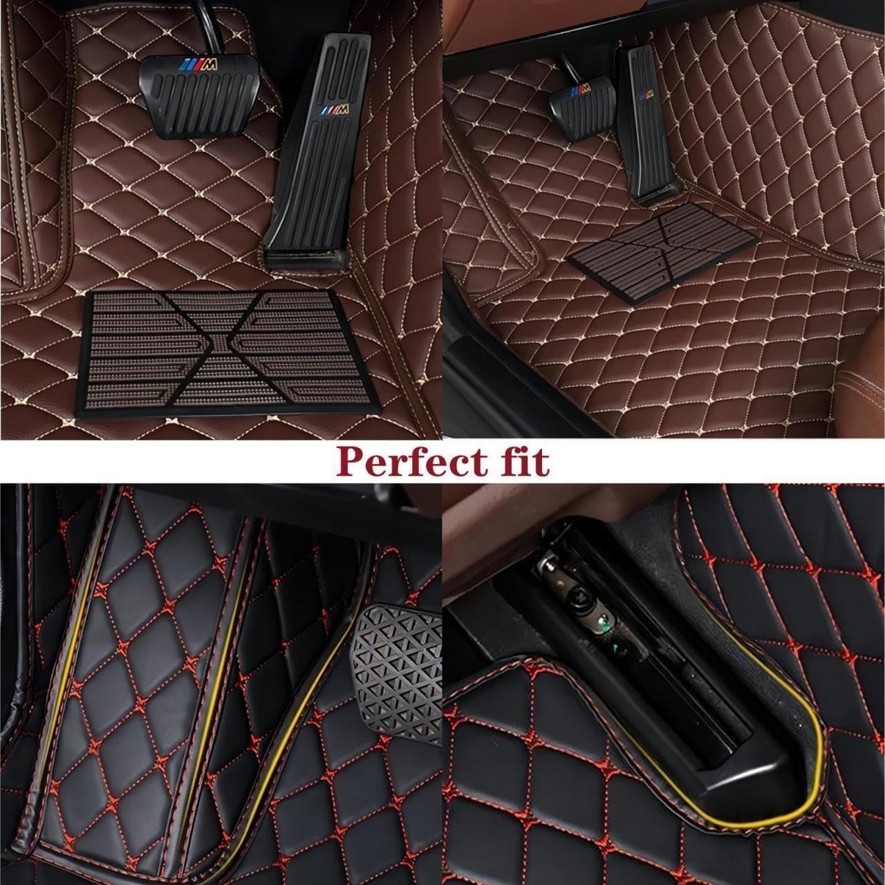 Leather Car Floor Mats for Land Rover Defender 110/130 L663 2020 2021 2022 2023 2024 2025, Waterproof Floor Mat Front Rear Row Carpet Protection Liners Car Floor Matts Accessories,Brown