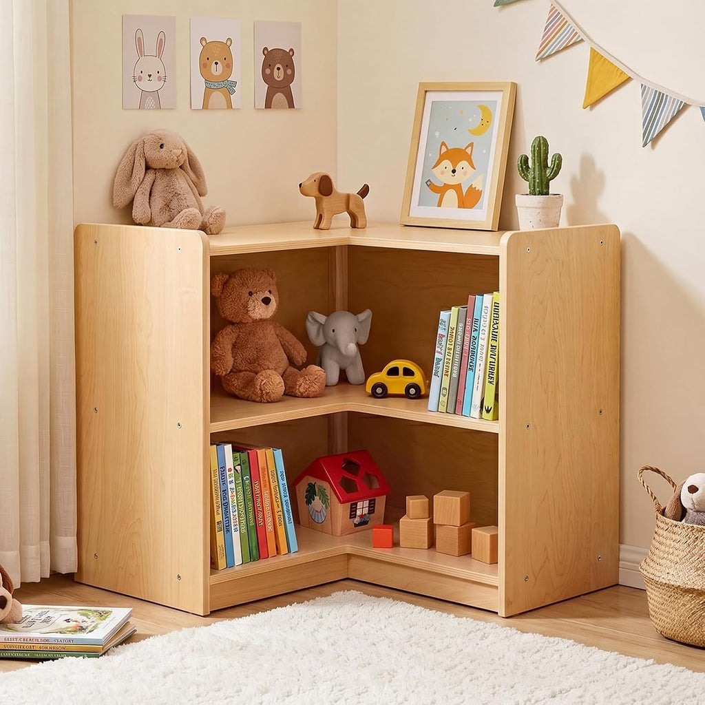 OOOK L-Shape Montessori Bookshelf for Compact Corner Space, Fits Shelf Combination Series in Kids Room, Daycare Center, Nursery, Classroom, Kindergarten