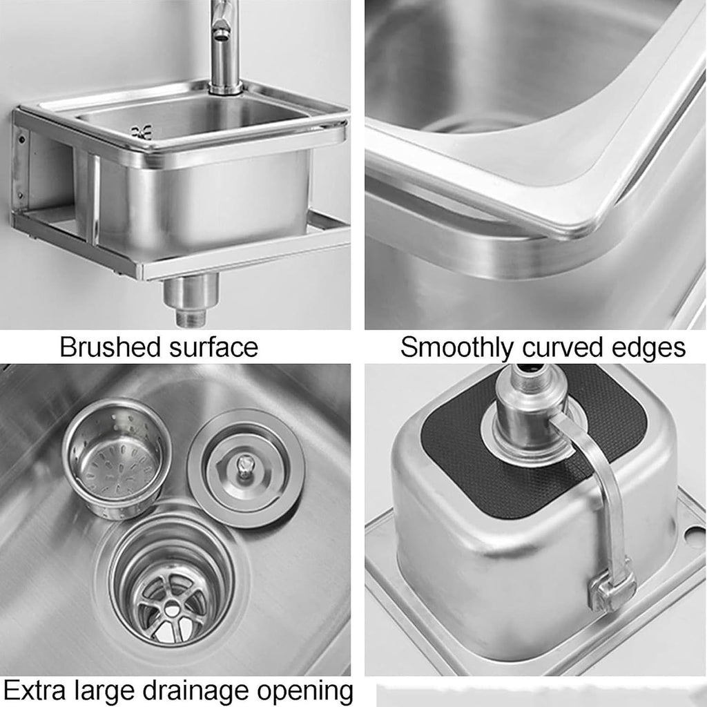 Stainless Steel Sink, Single Bowl Wall-Mounted Washbasin Small Sink for Kitchen Bathroom Lavatory (Color : F, Size : 41x35x19cm) (B 41x35x19cm)
