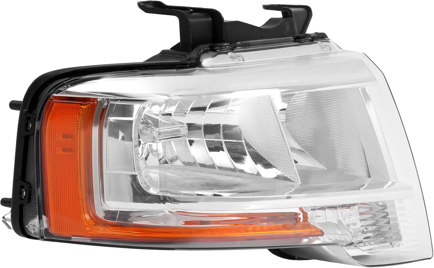 ALMULOO Right Headlight w/Bulb Compatible with 2015-2017 Ford Expedition w/LED Indicator Headlamp Front Light Lamp Clear Lens Chrome Housing Replacement for FO2503346 Passenger Side