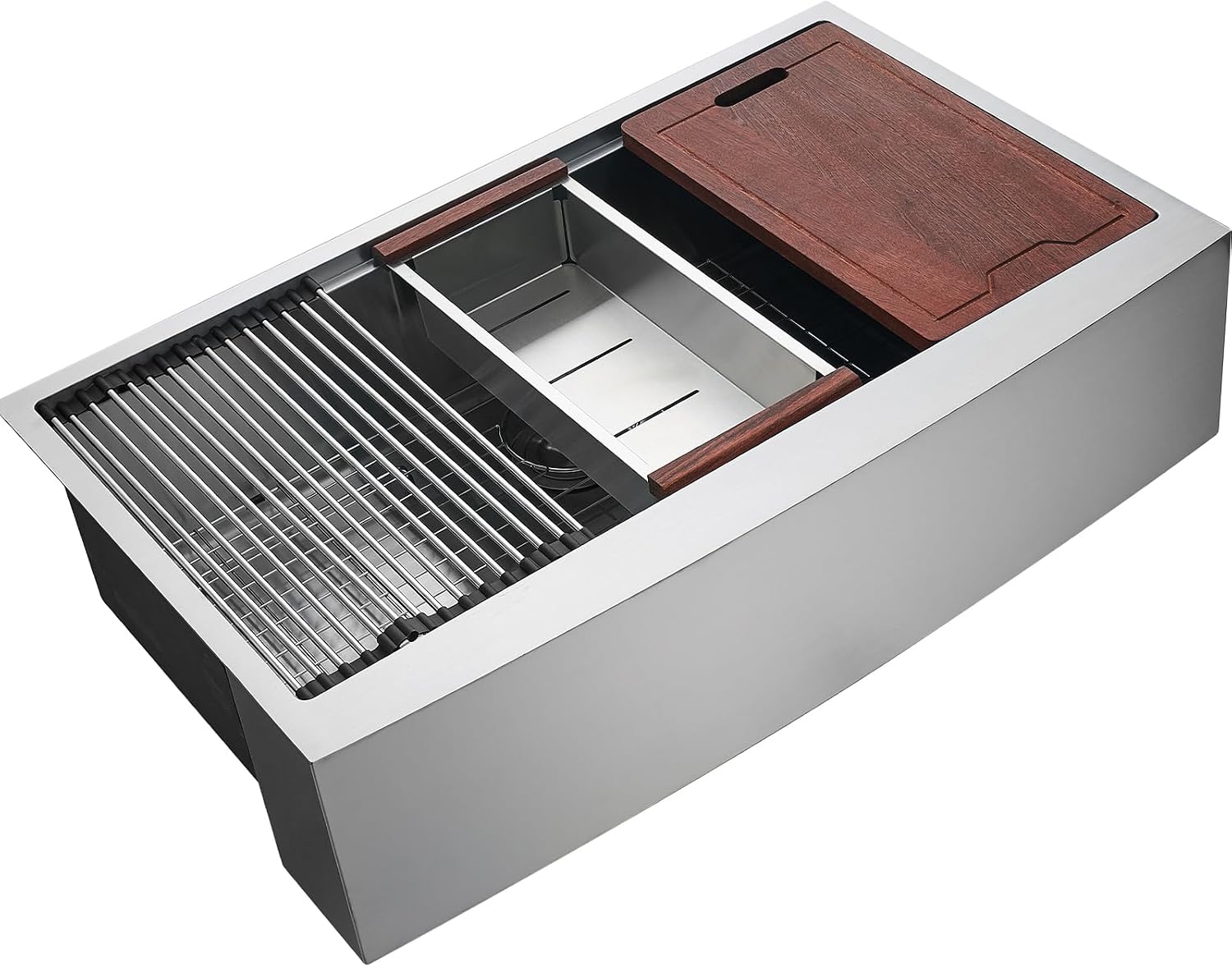 VEVOR 33 inch Farmhouse Kitchen Sink, 304 Stainless Steel Sink, Top Mount Single Bowl Kitchen Sinks with Ledge & Accessories, Household Dishwasher Sinks for Farm, Prep Kitchen, Garage and Bar Sink