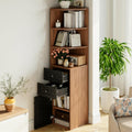 IRONCK Corner Bookshelf and Bookcase, 71' H Wooden Book Shelves 3 Tier with Drawers and Storage Cabinet for Living Room, Office, Bedroom, Brown and Black