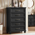 SAVOR LIFE Farmhouse Chest of Drawers for Bedroom, 45' Tall Dresser for Closet, Rustic Wood Dressers for Bedroom, Hallway, Entryway, Black