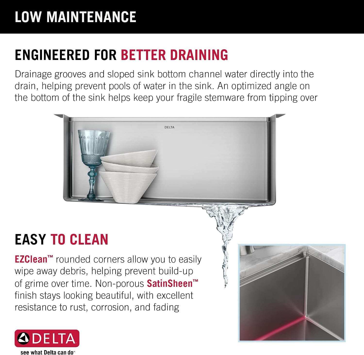 DELTA FAUCET Lorelai 23-inch Workstation Kitchen Sink Undermount 16 Gauge Stainless Steel Single Bowl with WorkFlow Ledge and Kit of 5 Accessories, 95B9132-23S-SS