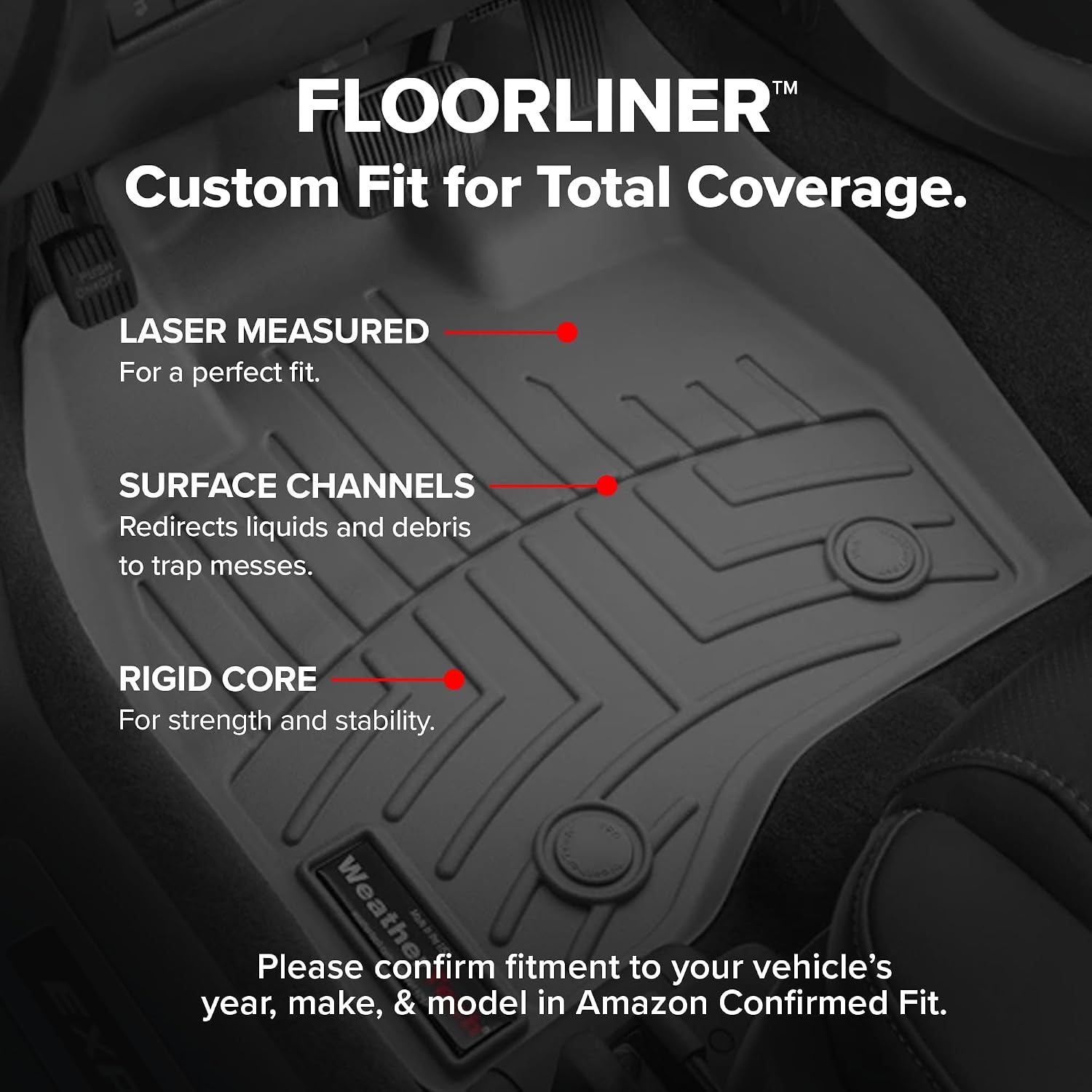 WeatherTech Custom Fit FloorLiners for Ford Transit, E-Transit, Transit - 1st Row (4419041V), Black