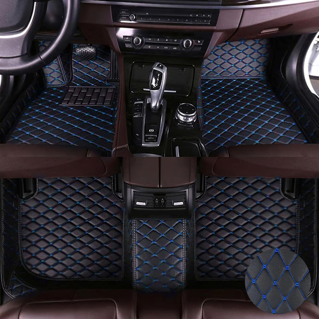 Car Floor Mats for Nissan Murano 2015-2019, Leather Luxury Floor Liner All Weather Protection Carpet. (Full Set/Black-Blue)