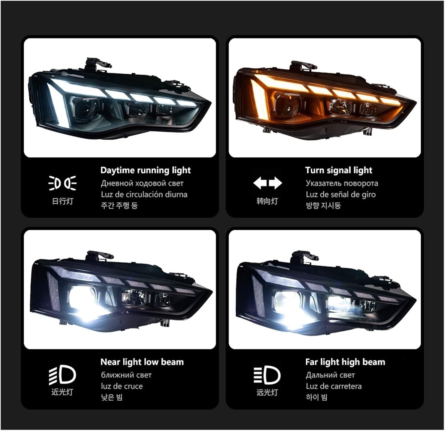 Car Lights Compatible With A5 2008-2016 S5 LED Auto Headlight Assembly Upgrade RS5 The Design Dynamic Signal Lamp LHD RHD Accessories(For Left Hand Drive)