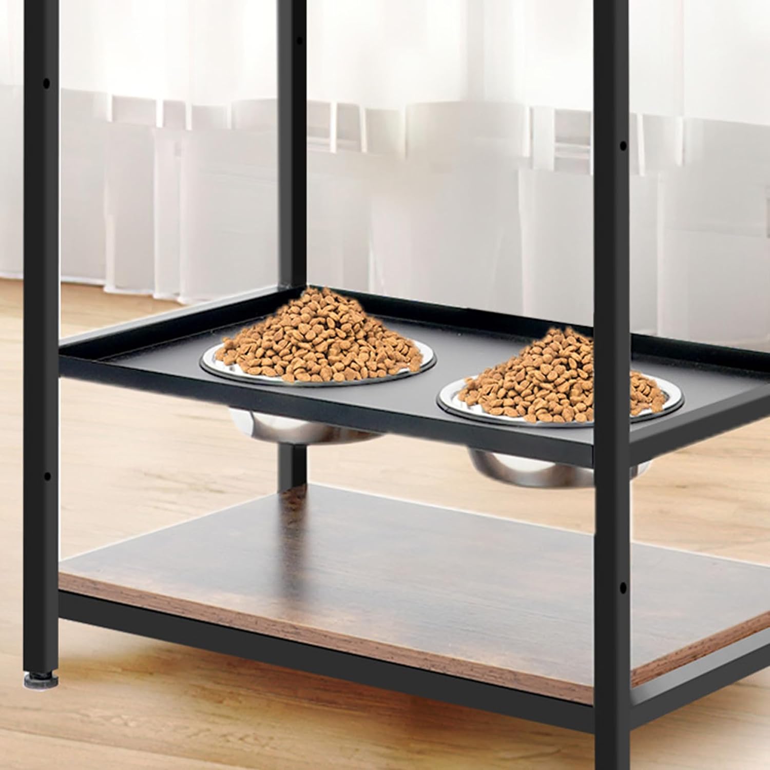 Dog Feeding Station, 3 Height Adjustable Raised Dog Bowls, Dog Feeder Station for Large Medium Dogs Cats, Dog Storage with Shelves