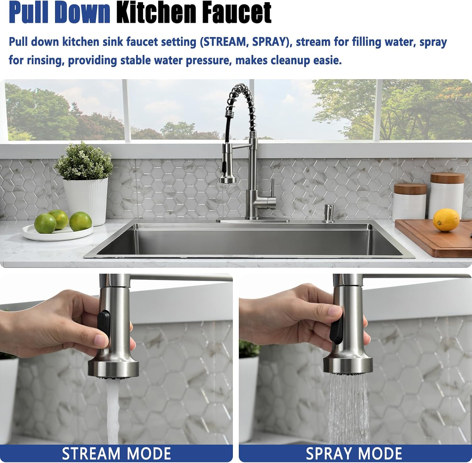 33x19 Drop In Kitchen Sink with Faucet Combo - 33 Inch Single Bowl Kitchen Sink Workstation, 10 Inch Deep Stainless Steel Topmount Sinks with Accessories