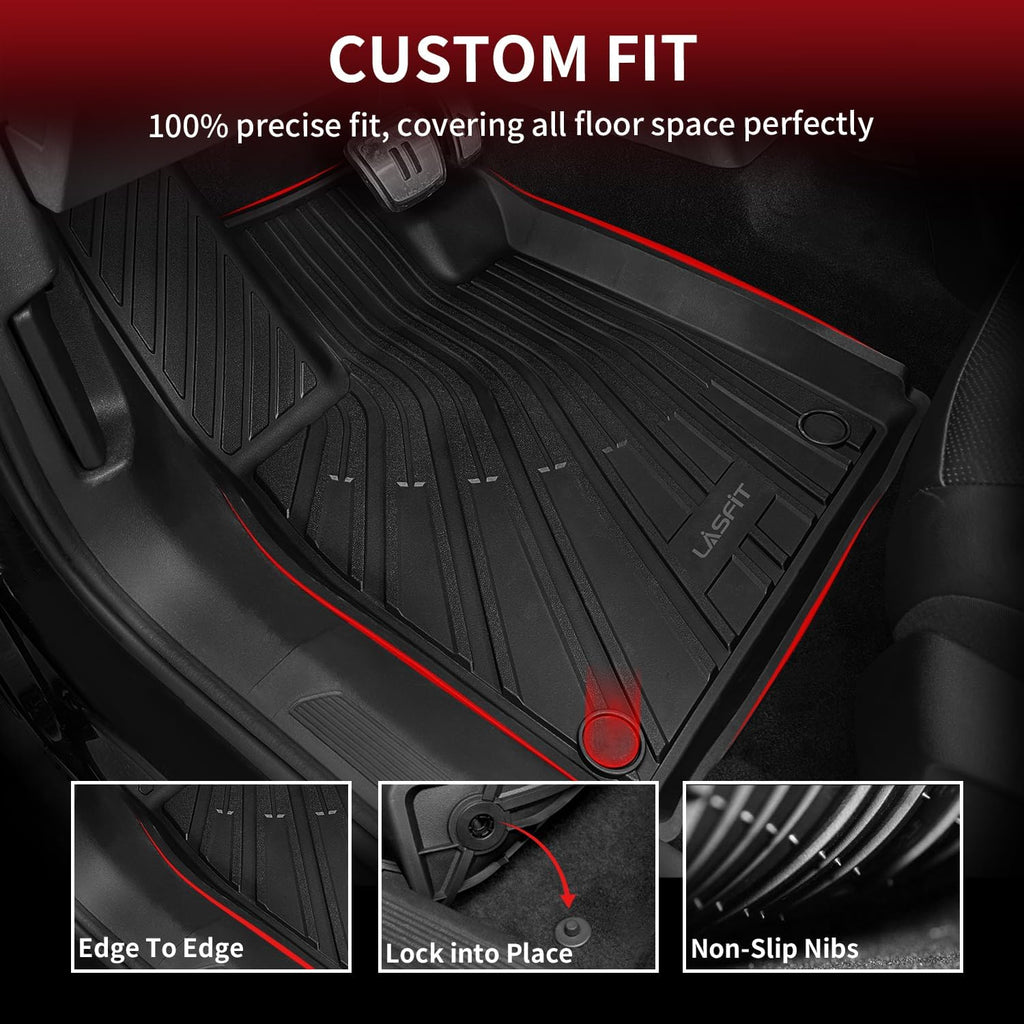 LASFIT Floor Mats Fit for Volkswagen ID.4 2021-2026, Custom Fit TPE All Weather Waterproof Floor Liners 1st & 2nd Row Car Mats, Black