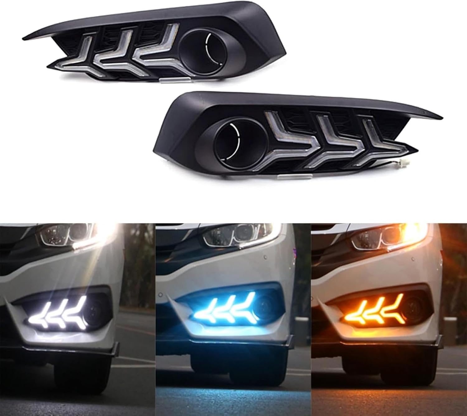 Fog Lights For Civic 2016 2017 2018 Car Lights Fog Lamp DRL Daytime Running Light Indicator