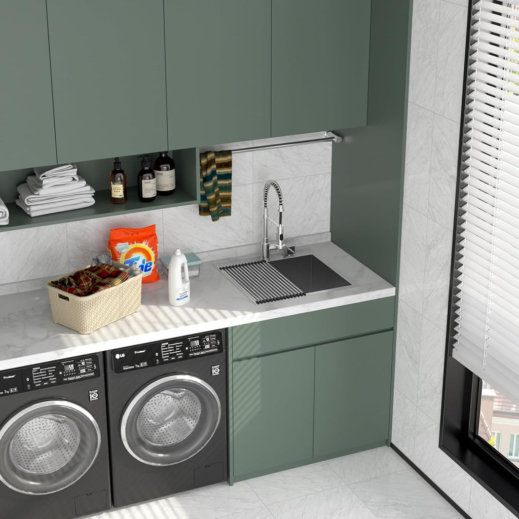Logmey 22x22 Drop in Laundry Sink 22 Inch Laundry Room 12' Deep Sinks Handmade 16 Gauge Heavy Duty Stainless Steel Large Capacity Utility Washing Tub for Home & Commercial Use