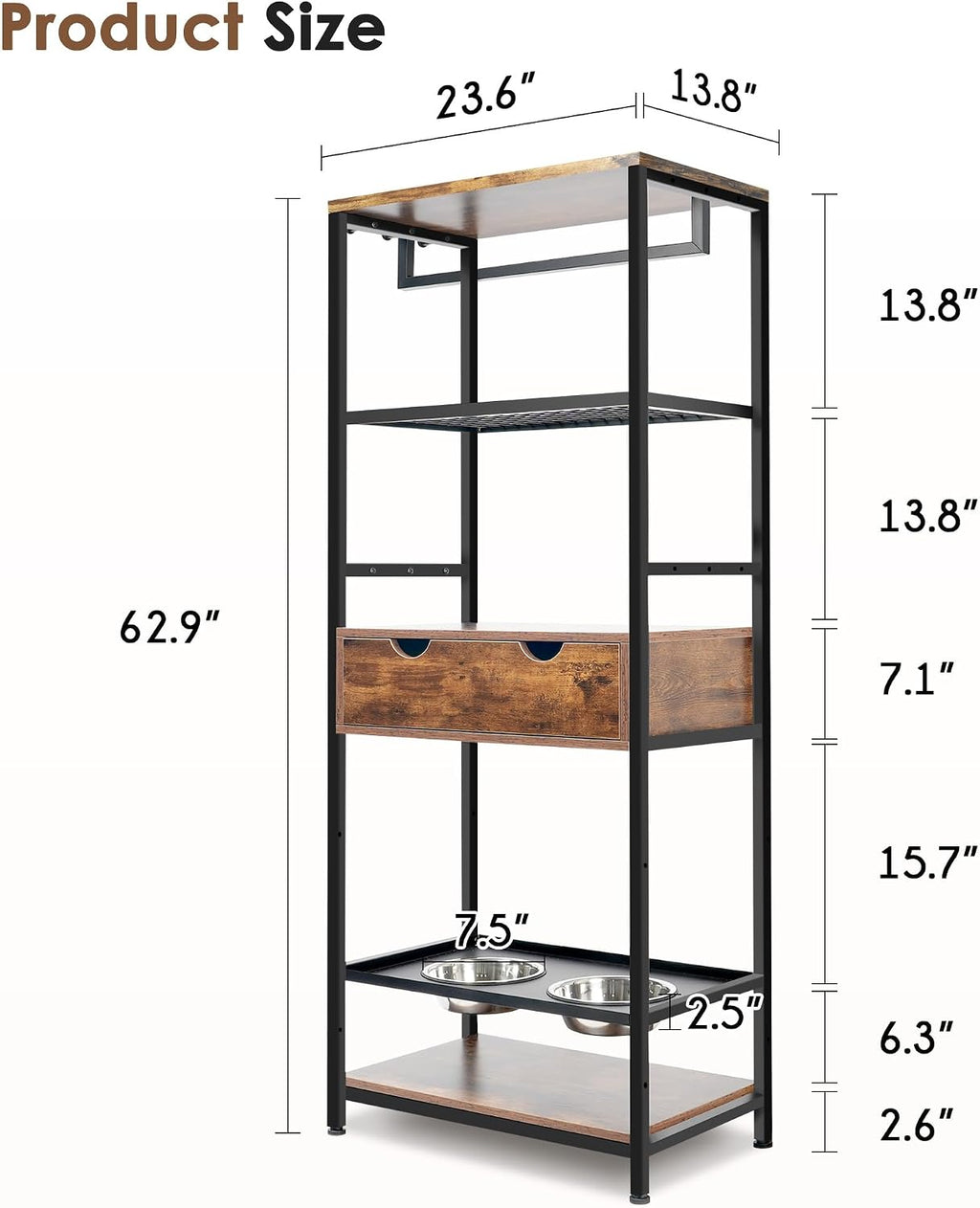 Dog Feeding Station, 3 Height Adjustable Raised Dog Bowls, Dog Feeder Station for Large Medium Dogs Cats, Dog Storage with Shelves.