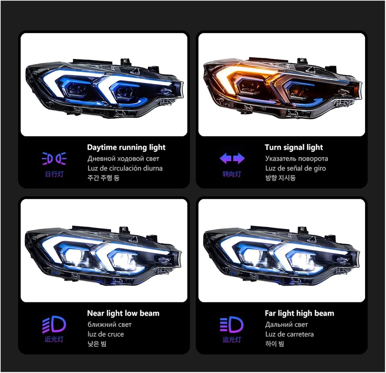 Car Lights Compatible With BMW 2012-2019 F30 LED Headlight F31 Head Lamp 318i 320i 325i 328i 330i 335i DRL Automotive Accessories(Halogen User)