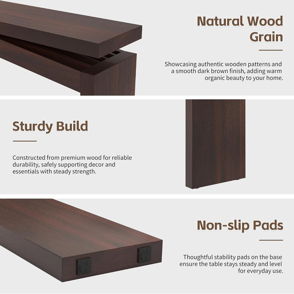 Epecoya Modern Dark Brown Console Table for Living Room, Vintage Wooden Entry Way Tables 63', Behind Couch Table Skinny for Entrance, Hallway, Home, Apartment, Dark Brown