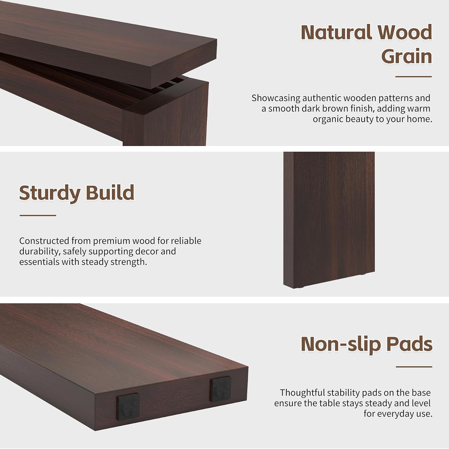 Epecoya Modern Dark Brown Console Table for Living Room, Vintage Wooden Entry Way Tables 63', Behind Couch Table Skinny for Entrance, Hallway, Home, Apartment, Dark Brown