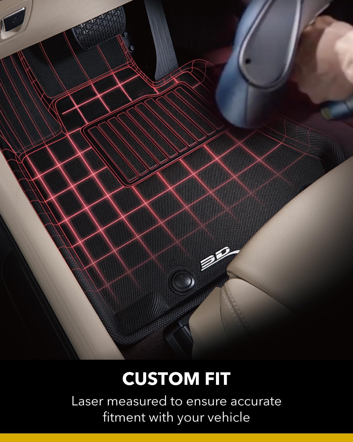 3D MAXpider Custom Fit Kagu Floor Mat (Black) Compatible with Dodge Durango / Jeep Grand Cherokee 2013-2026 (2 Posts on Front Passenger's Floor) - Front Row