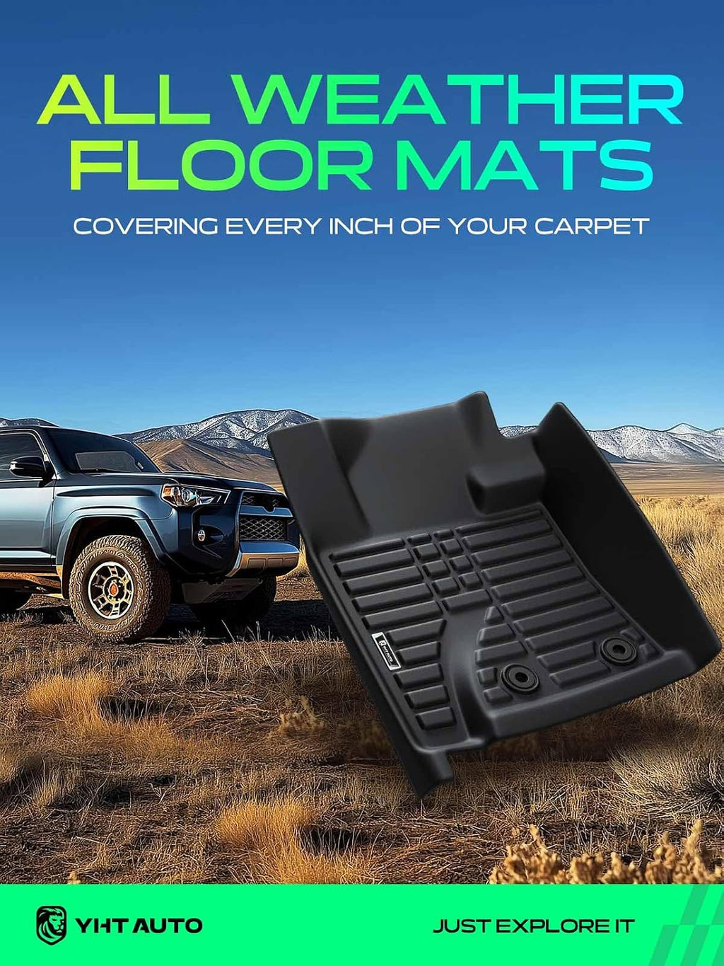 YHTAUTO Floor Mats Compatible with Toyota Land Cruiser 2013-2021 & Lexus LX570 2013-2020, TPE Floor Liners All-Weather Protection Custom Fit, 1st & 2nd Row, Set of 3