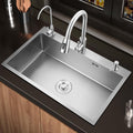 Workstation Kitchen Sink 72x45cm, Undermount 16 Gauge Stainless Steel Kitchen Sink, Drop in Single Bowl Kitchen Sink with Faucet, Soap Dispenser, Drain Bask(72x45cm