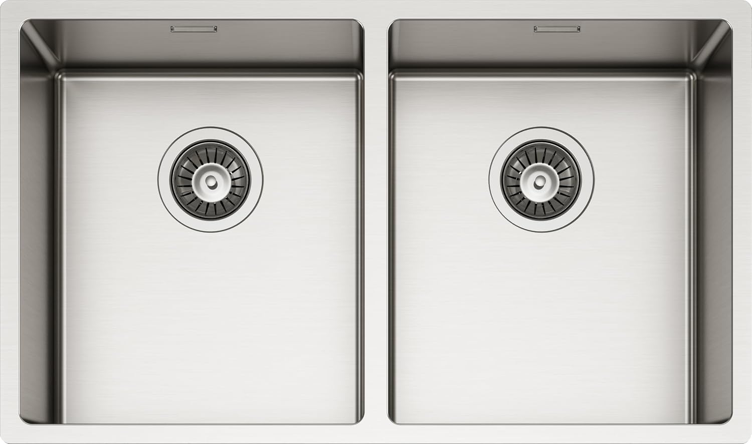 SCHOCK | New Technick N200 Kitchen Sink 304 Stainless Steel, 745 x 440 cm, Inside Basins 2 x 340 x 400 cm, 2 Bowls Brushed Stainless Steel, Combinable with Mixers, Hobs and Ovens