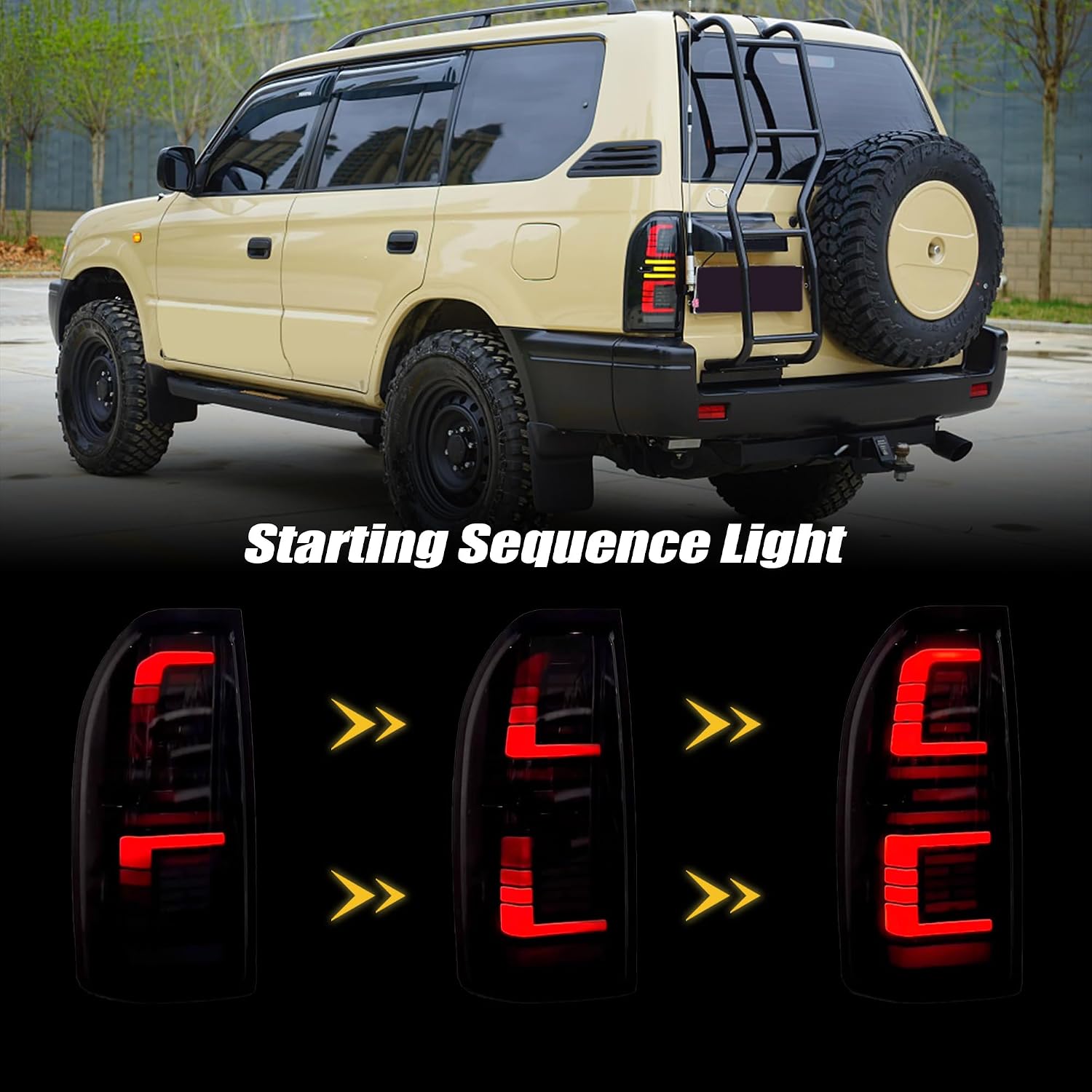 Tail Light, LED Tail Lights Assembly for Toyota Land Cruiser Prado 90 LC90 LC95 1996-2004 Rear Tail Light Dynamic Start and Turn Signals, Left and Right Automotive Taillight Assemblies, Smoked