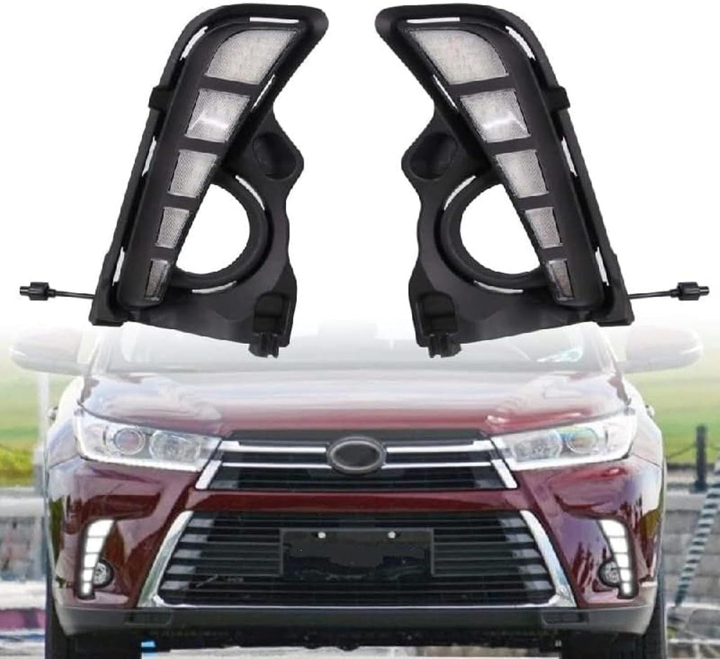 Fog Lights 2Pcs DRL Daytime Running Lamp For Highlander 2017-2019 White Yellow Driving Indicator Lights Car Accessories