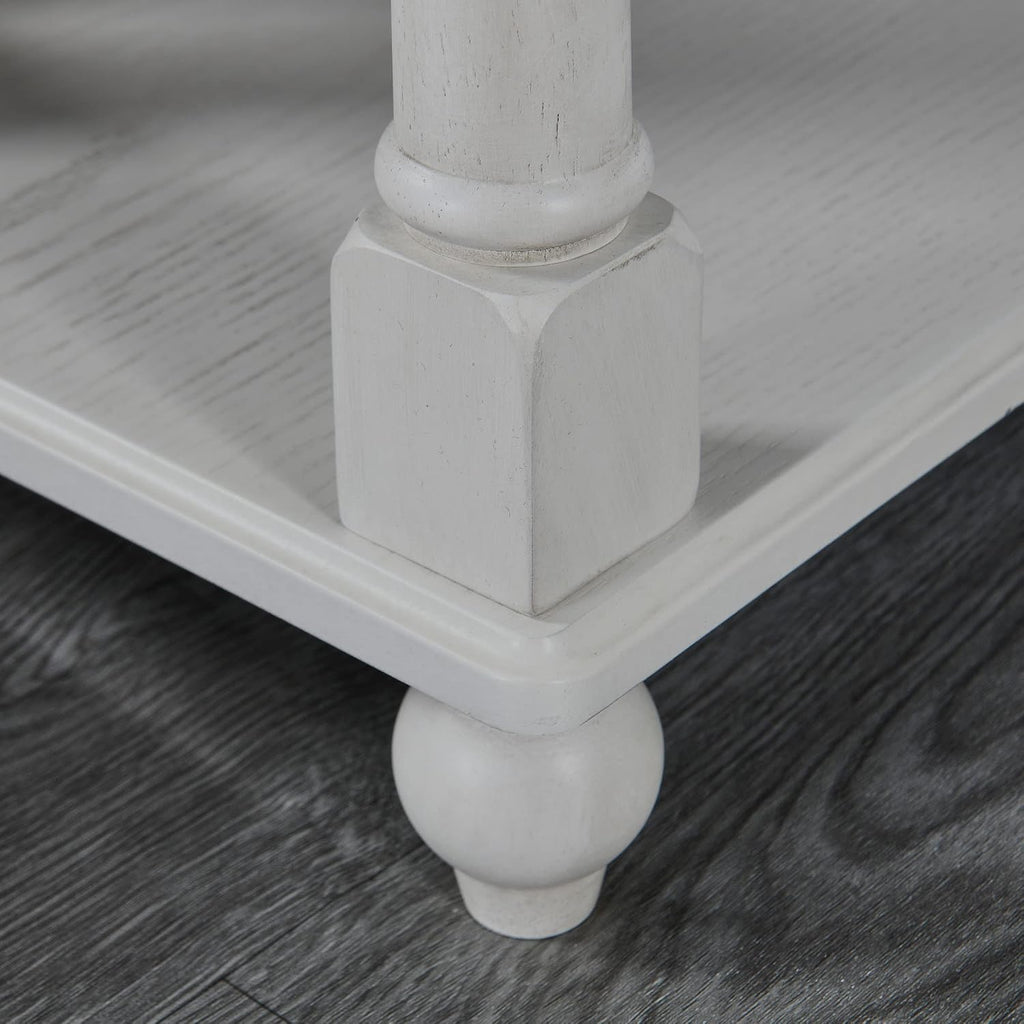 Narrow End Table with Drawer and Open Storage Shelf, Solid Wood Sofa Side Table for Living Room, Beside Table,Telephone Table for Small Spaces,No-Tools Assembly Vintage White BBJ004RW