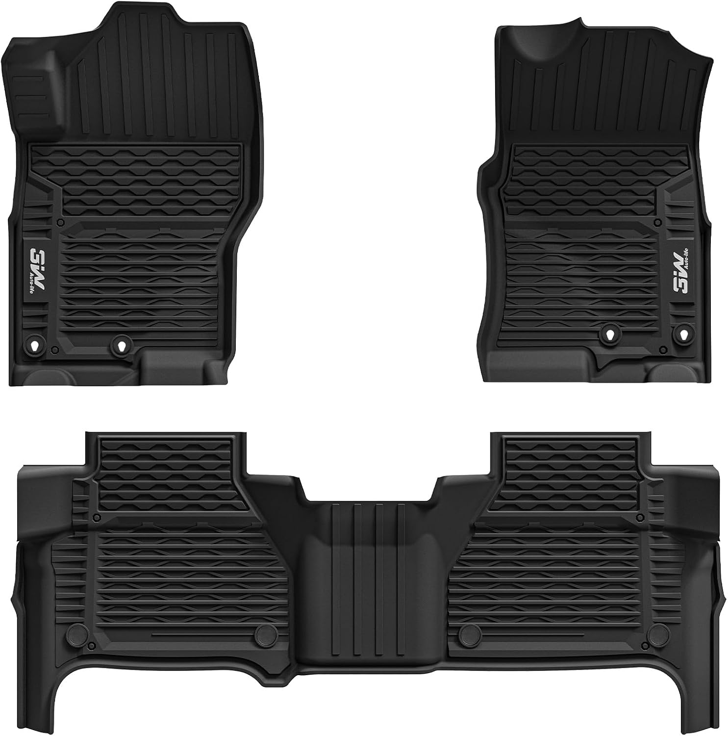 3W Floor Mats for Nissan Frontier 2022-2026 Crew Cab(Not for 2nd with Under Seat Speaker), All Weather TPE Custom Fit Car Liner for Frontier Crew Cab Pickup, Frontier Accessories, Black