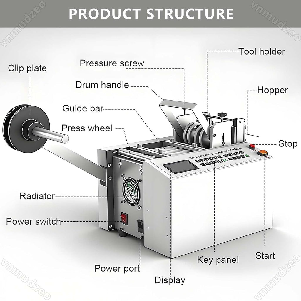Fully Automatic Heat Shrink Tubing Cutting Machine,1/2' Max Cutting Diameter,300 W Electric Tube Cable Pipe Cutter,Precise Efficient