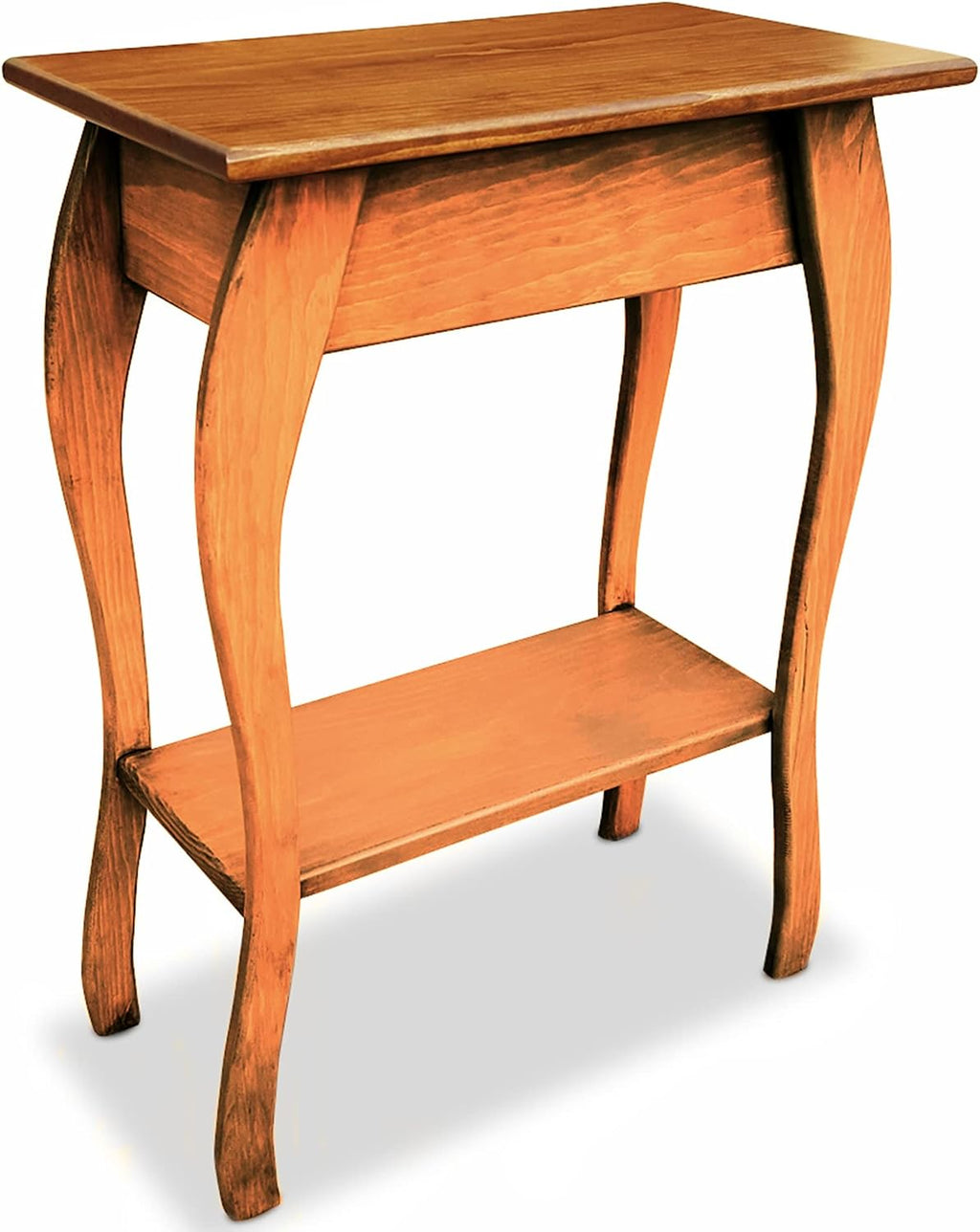 Peaceful Classics Wooden End Table- Amish Handmade Slim Side Table for Living Room, Bedroom, Entry Way, & Hallway, Thin Narrow End Table with 2-Tiered Shelves for Display & Storage, Cherry
