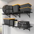 Jusgym 4 Pack Heavy Duty Garage Wall Shelving Set (2x3ft), Wall Mounted Garage Shelves 1400lbs Capacity, 24'x72' Shelf Storage Rack Floating Shelves, Black