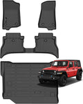 Jenofa-Floor Mats for Jeep Wrangler 4xe 2021-2026 4 Door (Not JL/JK) Cargo Mat Car Mats for Wrangler 4xe All Weather Floor Liner Custom Fit Automotive Full Set Accessories 2025