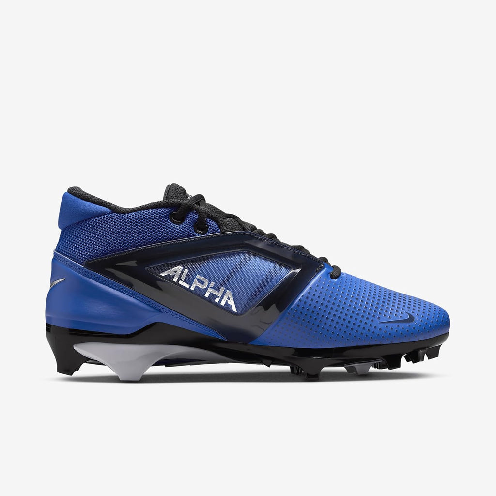 Nike Alpha Menace 4 Pro Football Cleats (FD7037-400, Hyper Royal/Metallic Silver/Midnight Navy) Size 8.5