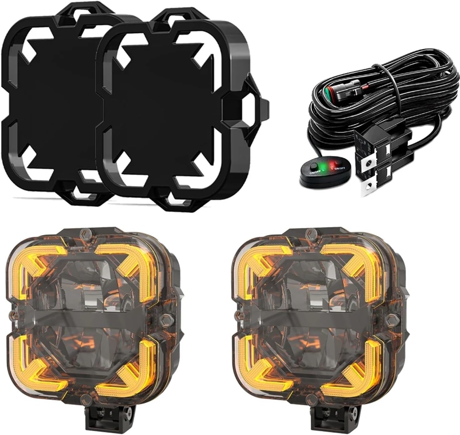 For Offroad 4x4 ATV Car Latest Led Work Light Bar With Cover 12v Fog Lamp Bright Spotlight Motorcycle Driving Lights(B with wire)