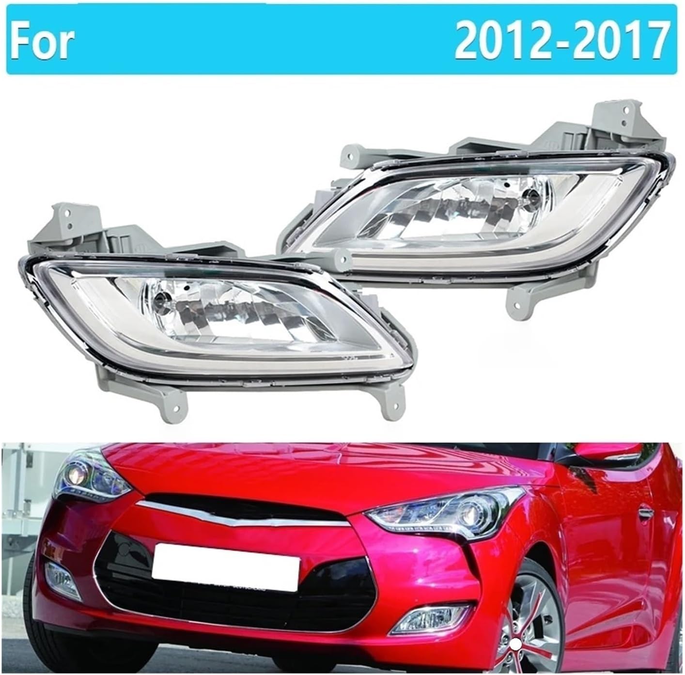 Halogen Fog Lamp Compatible With Hyundai Veloster 2012 2013 2014 2015 2016 2017 Car Front Fog Light/Lamp Assembly 922012V010 922022V010(Only 1 Left)