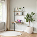 ZIOTHUM Wall Mounted Desk with Shelves, Industrial Ladder Style Floating Desk for Small Spaces, Computer Table with Storage Shelves, Rustic Pipe Bookcase for Bedroom(36x20x81in)