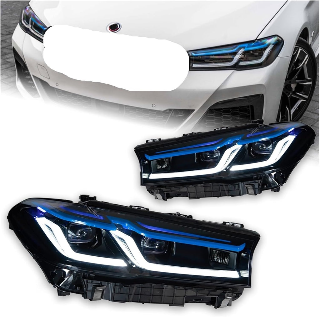 Car Lights Compatible With BMW G30 G38 2018-2023 5 Series LED Auto Headlight Assembly Upgrade M5 Competition Design Accessories(18-20 Blue Type)