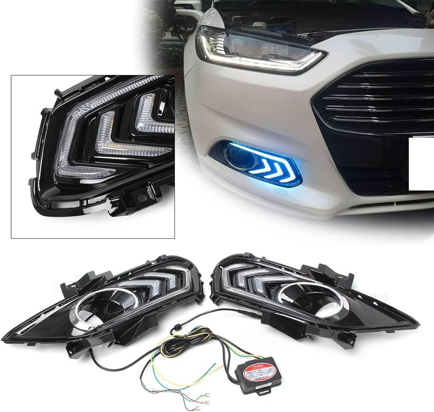 Fog Lights DRL Fog Light Daytime Running For Work Light Driving Lamp For Fusion For Mondeo 2013-2015 Pair Car Indicators Replacement Kit