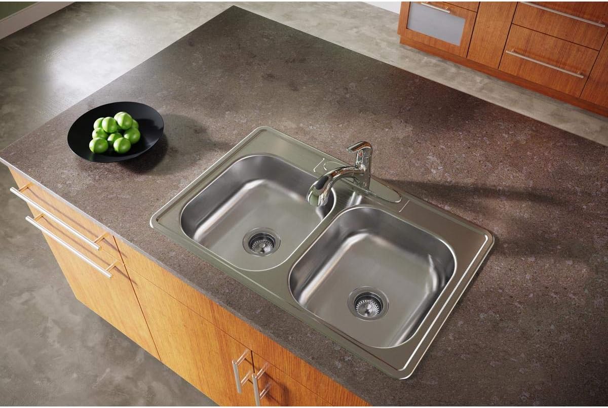 Dayton D233214 Equal Double Bowl Top Mount Stainless Steel Sink