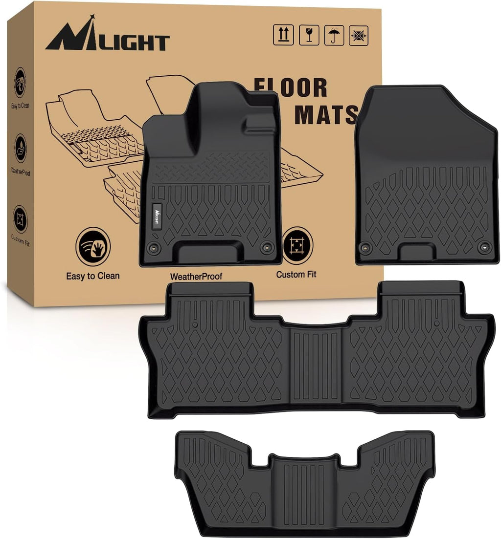 Nilight TPE Floor Mats for Honda Pilot 7 Passenger 2016 2017 2018 2019 2020 2021 2022,All Weather Custom Fit Heavy Duty Floor Liners