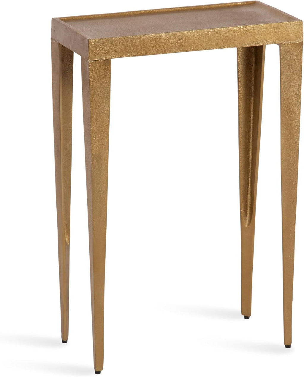 Kate and Laurel Rava Modern Cast Aluminum Metal Narrow Side Table, 16 x 8 x 25, Gold, Slim Bedroom Nightstand for Use as Bedside Table or Skinny Living Room End Table