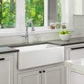 Fireclay Sink, Single Bowl Farmhouse Apron Kitchen Sink, White, (30')