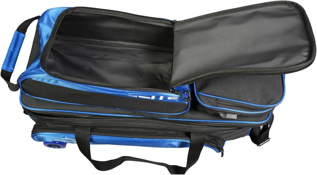 ELITE 3 Ball Slim Triple Tote Bowling Bag | Great for Tournaments and Travel | Rolling Bowling Bag With Wheels | Removable Shoe Compartment | Bowling Bags With USB Charging Port and Storage Pockets