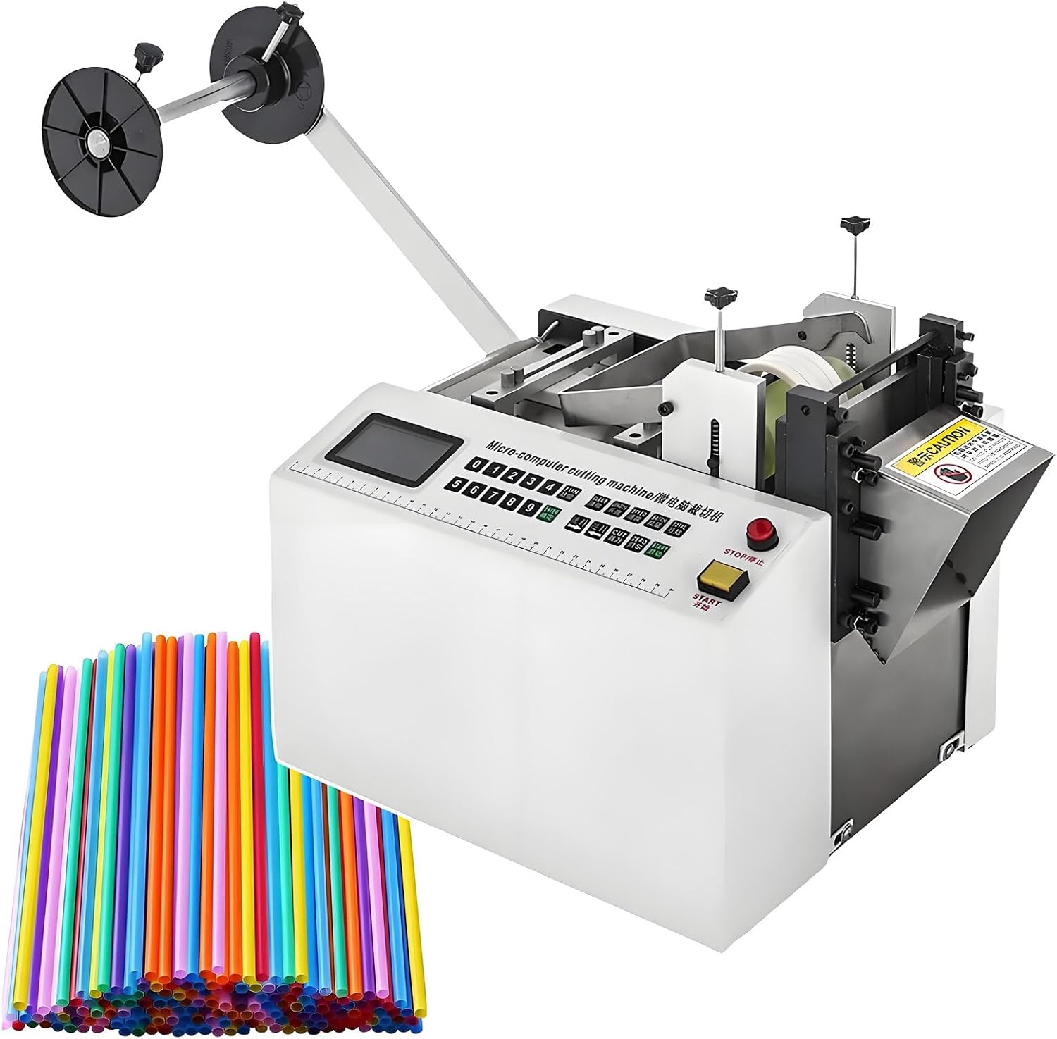250W Fully Automatic Electric Heat-Shrink Tube Cutting Machine, Microcomputer Control, 15mm Blade Height, 0.1mm Cutting Accuracy, Ideal for Rubber/Plastic Tube, Efficient Cable Cutter