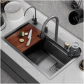 304 Stainless Steel Bar Sink Nano Single Bowl Kitchen Sink Multi-Function RV Sink with Faucet and Cup Washer Drop in Or Under Mount (Color : Grey, Size : 68x45x21cm) (Gun Grey 68x45x21cm)